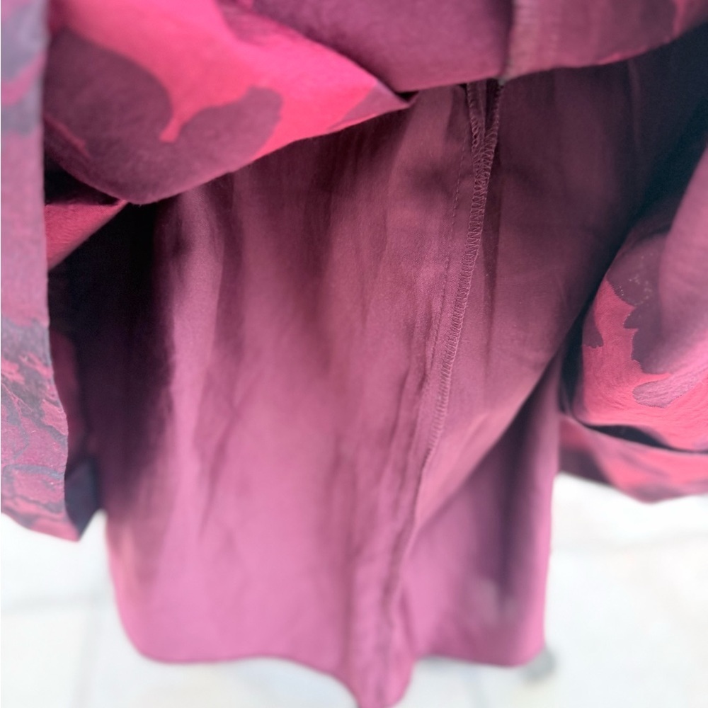 WHBM Burgundy Brocade Floral Fit & Flare Cocktail Dress w Pockets - Picture 8 of 11
